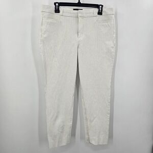 Banana Republic pants Womens 12 Sloan Pinstripe Slim White Black Cotton Blend